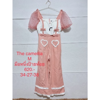 จั๊มสูทกางเกงขายาว สีชมพู THE CAMELLIA SIZE M