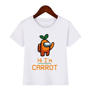 DIYเสื้อยืด พิมพ์ลายการ์ตูนเกม Among US เป็นมิตรกับผิวหนัง สีขาว แฟชั่นฤดูร้อน สไตล์ฮาราจูกุ สําหรับเด็กผู้ชาย และเด็กผู