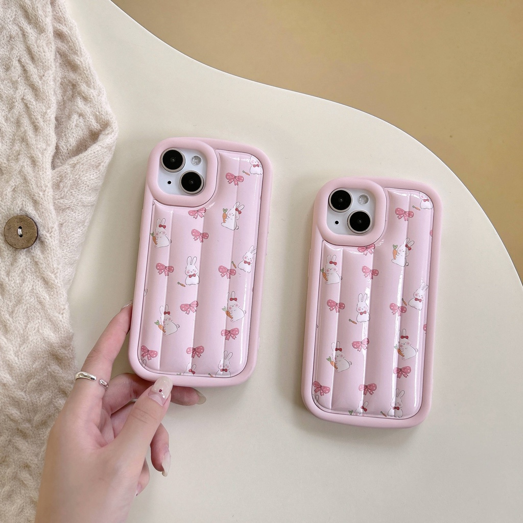 เคสโทรศัพท์มือถือหนัง-ลายกระต่าย-สีชมพู-สําหรับ-iphone-11-14-13-12-11