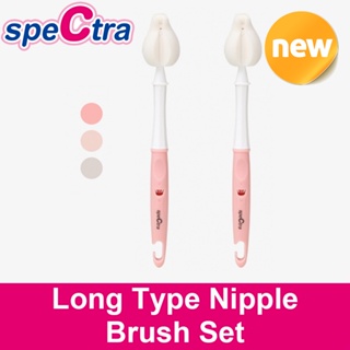 Spectra Long Type Baby Nipple Sponge Brush Set Milk Storage 3 Color Korea