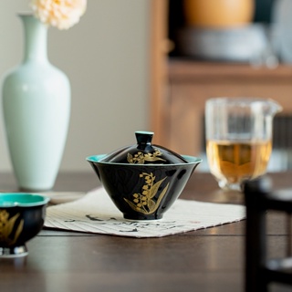 G Stamping Blue Bell ชุดถ้วยชาเซรามิค ลายดอกไม้ พร้อมฝาปิด ป้องกันน้ําร้อนลวก ของใช้ในครัวเรือน