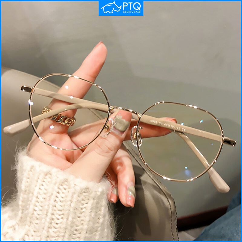 ptq-แว่นสายตาสั้น-สําหรับผู้หญิง-ลดราคา-แว่นตาสายตาสั้น-ป้องกันรังสี-หน้ากลม-ขนาดเล็ก-กรอบแบน-นักเรียนเกาหลี