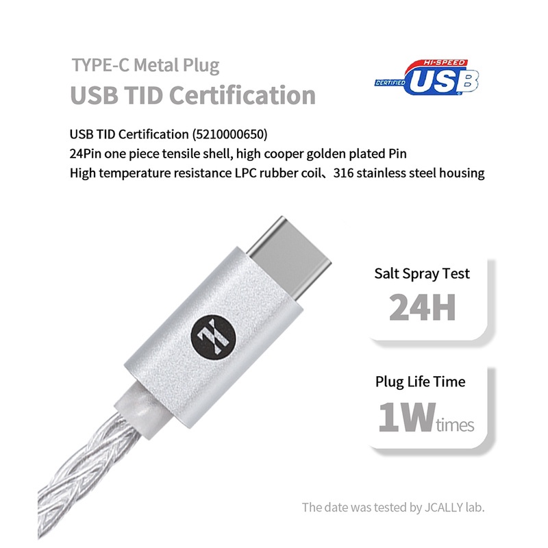 jcally-tc30-pro-silve-8-cores-2pin-0-78มม-mmcx-qdc-kz-c-pin-type-c-หูฟัง-อัปเกรด-สายเคเบิ้ล-พร้อมไมค์-สําหรับ-kz-zsn-zs10-pro-x
