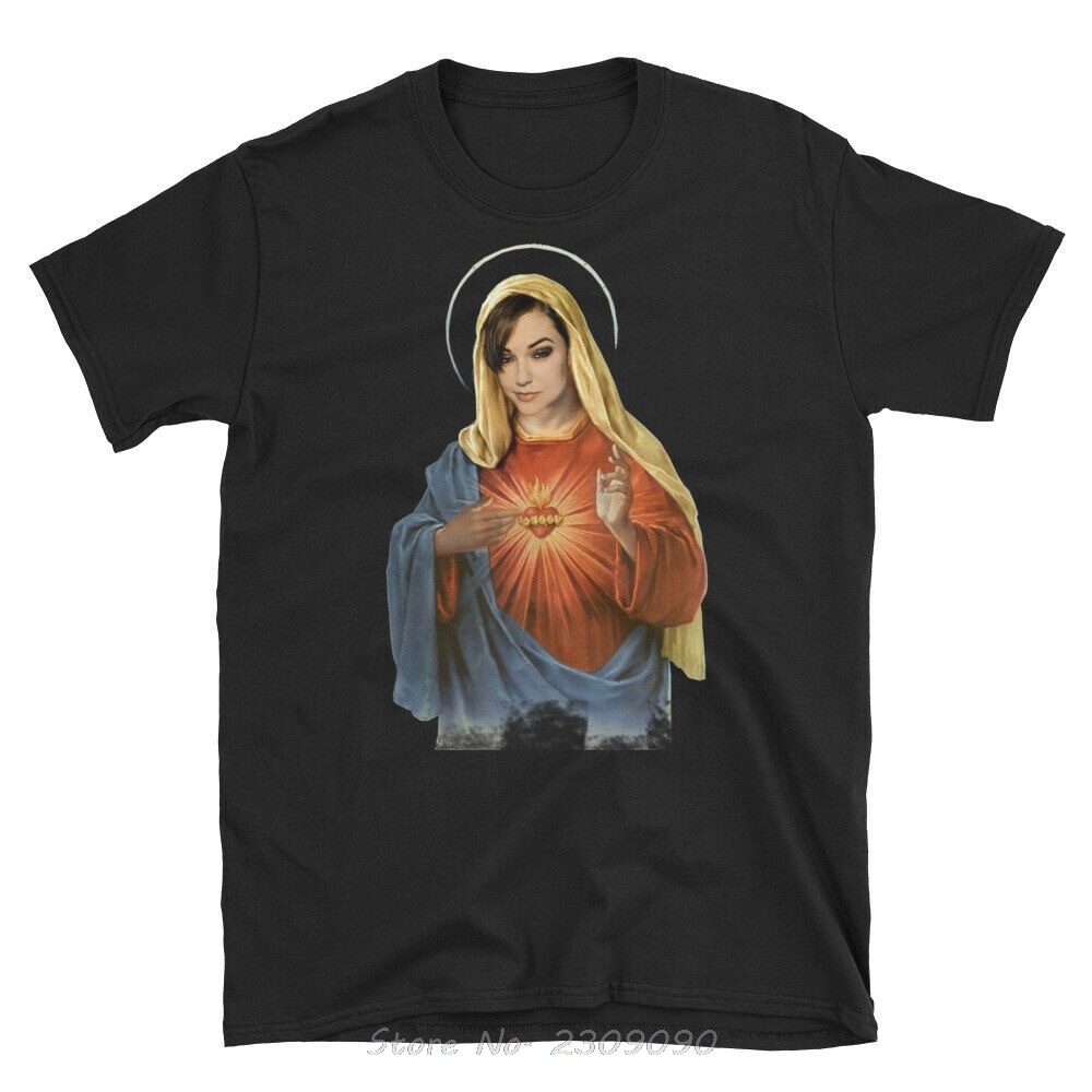 sasha-สีเทา-holy-mother-mary-ironic-t-เสื้อสั้นสำหรับผู้ชายแขนยาวผ้าฝ้าย-unisex-เสื้อยืดแฟชั่น-tshirt-tees-ตลก-harajuku