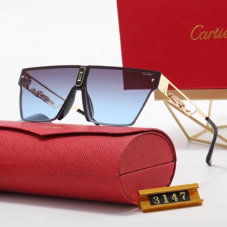 Cartier แว่นตากันแดด กรอบสี่เหลี่ยม ขนาดใหญ่ หรูหรา แฟชั่นคลาสสิก สําหรับผู้ชาย ผู้หญิง uv400