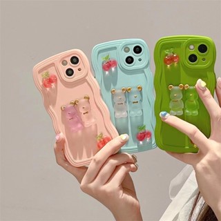 เคสโทรศัพท์มือถือ ลายหมีเชอร์รี่ 3D ประดับคริสตัล สําหรับ OPPO A5 A3S A32 A53 2020 A57 A72 A8 A31 2020 A9 F11 A93 A93S A55