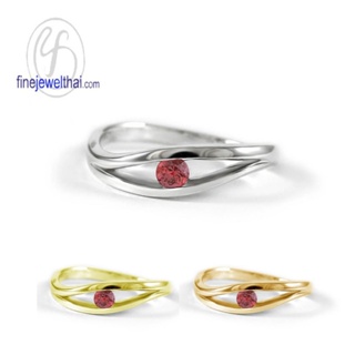 Finejewelthai-แหวนทับทิม-แหวนเงินแท้-แหวนพลอย-พลอยประจำเดือนเกิด-Ruby-Silver-Ring-R1234rb (เลือกสีตัวเรือนได้)