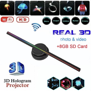 สินค้า พร้อมส่ง T40 3D โฮโลแกรมโปรเจคเตอร์โฆษณาพัดลมติดผนังผู้เล่น800*800 224ชิ้น3D Holographic Eye LED photo Video พัดลม