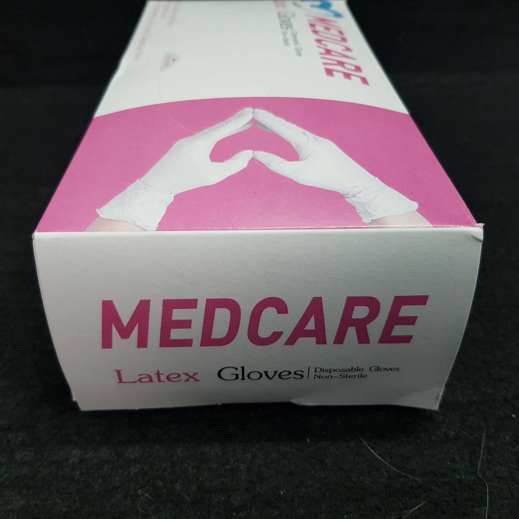 ถุงมือทางการแพทย์-latex-gloves-แบบไม่มีแป้ง-ยี่ห้อ-medcare-ไซซ์-m-50-คู่-กล่อง-ขายเป็นกล่อง