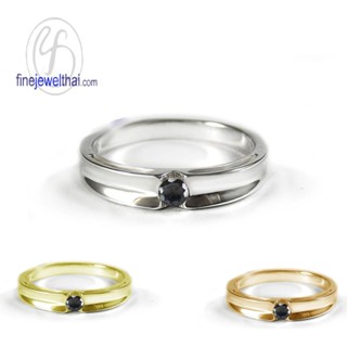 Finejewelthai-แหวนนิลแท้-นิลแท้-แหวนเงินแท้-แหวนพลอย-Black-Spinel-Onyx-Silver-Ring-R1240on (เลือกสีตัวเรือนได้)