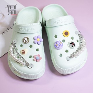 ใหม่ ชุดจี้ดอกไม้น่ารัก DIY สําหรับตกแต่งรองเท้า Crocs Jibbitz