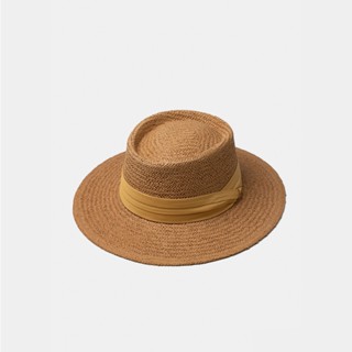 Panama weave yellow Ribbon Hat-หมวกสานปานามาริบบิ้นสีเหลือง