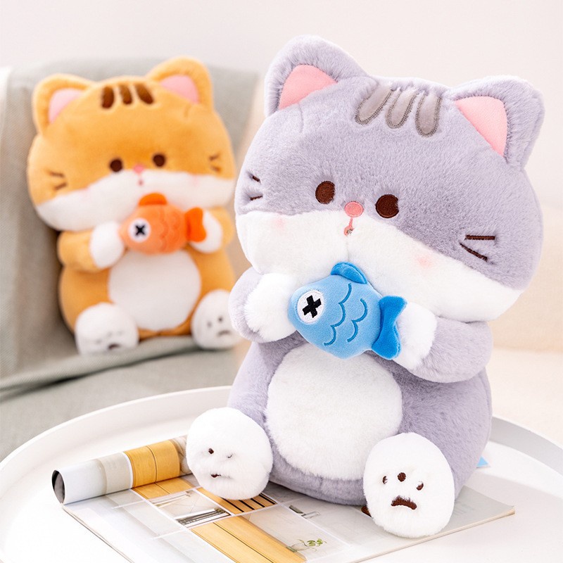 พร้อมส่ง-ตุ๊กตา-ตุ๊กตาแมวส้ม-แมวเทา-น้องตัวอ้วนๆน่ารัก-กอดถนัดมือมากๆ-ตุ๊กตาแมวนั่ง-ตุ๊กตาน่ารัก-ของขวัญ