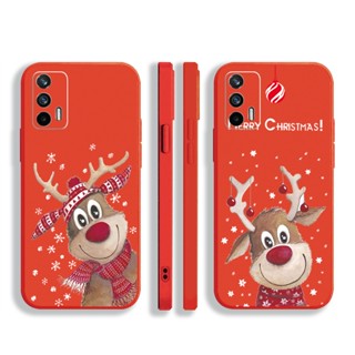 เคสโทรศัพท์มือถือ ซิลิโคนนิ่ม ขอบตรง ทรงสี่เหลี่ยม ทนทาน ลายกวางคริสต์มาส สําหรับ OPPO A16 A94 A53 A15 A12 AX7 A52 A72 A92 A74 A54 5G 2023