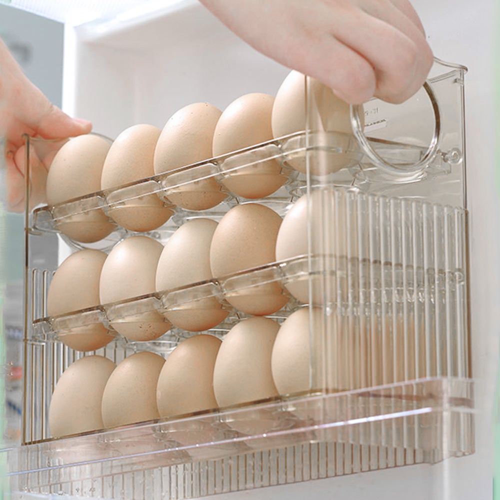 กล่องเก็บไข่ในตู้เย็น-ชั้นวางไข่-รองรับเครื่องมือจัดเก็บไข่พร้อมฝาปิด