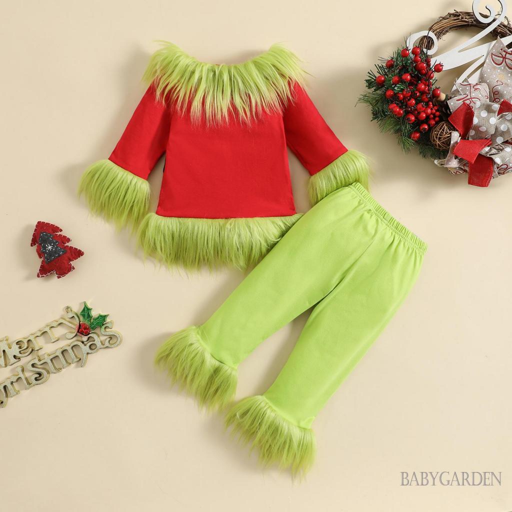 babygarden-เสื้อแขนยาว-แต่งขนสัตว์เทียม-ลายมอนสเตอร์-คริสต์มาส-สีเขียว-พร้อมกางเกง-สําหรับเด็กอายุ-6-เดือน-5-ปี