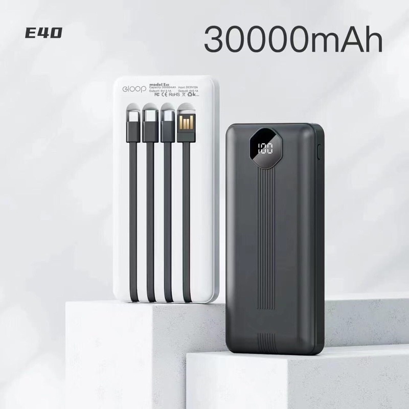 ภาพหน้าปกสินค้าแบตสำรอง Power Bank 30000 mAh รุ่นE40 แถมซองใส่ แบตสำรอง มีสายในตัว4ห้ว พักง่าย สะดวกสุด จากร้าน linxuehong บน Shopee