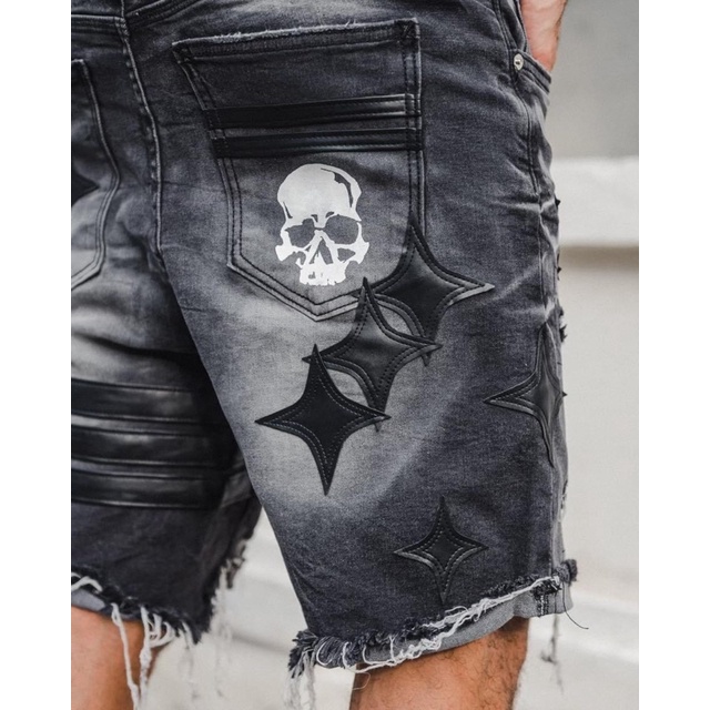 ส่งฟรี-พร้อมส่ง-ของแท้ล้าน-hold-em-black-oct-destroyed-denim-shorts-all-black-2022