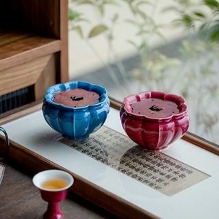 Carmine Jianshui [Huayun] ชุดถ้วยชาเซรามิค ลายดอกไม้ พร้อมฝาปิด สไตล์จีน สร้างสรรค์ [A063]