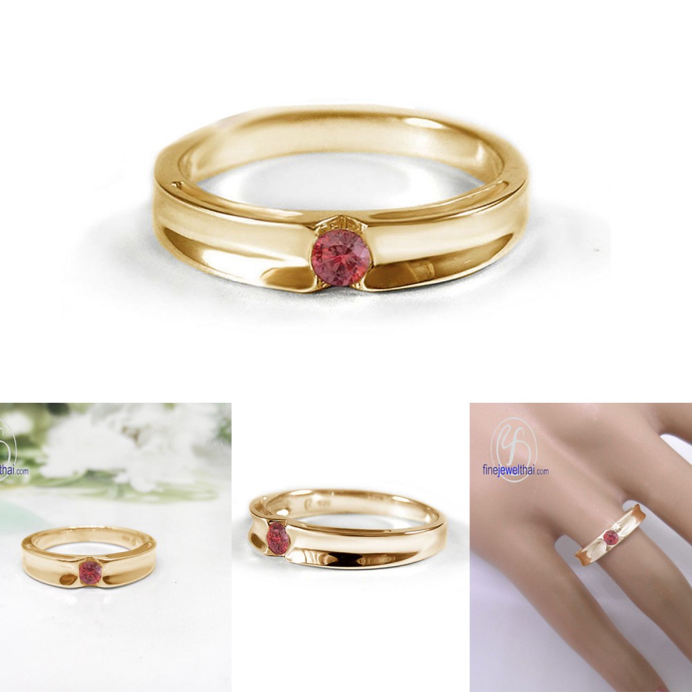 finejewelthai-แหวนทับทิม-แหวนเงินแท้-แหวนพลอย-พลอยประจำเดือนเกิด-ruby-silver-ring-r1240rb-เลือกสีตัวเรือนได้