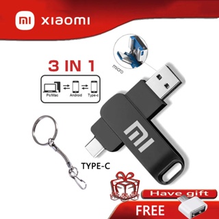สินค้า Xiaomi TYPE-C/OTG 3 in 1 แฟลชไดรฟ์ USB 3.0 512gb 256gb 128gb 3.0 8gb 16gb 32gb 64gb ไดร์เวอร์ปากกาโลหะ 360°หมุน