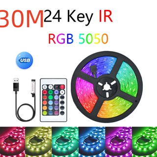 พร้อมส่ง แถบไฟแบ็คไลท์ LED 5V 5050 RGB TV 24 คีย์ 30 ม. ยืดหยุ่น E+R