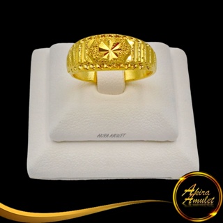 Ring (No.69RD) แหวนหุ้มทอง แหวนผู้หญิง แหวนแฟชั่นทองชุบ ลายตัดลายจิกเพชร นน.1 สลึง งานเคลือบแก้วหนาพิเศษ ชุบทองไมครอน