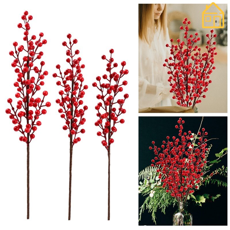 ดอกไม้ประดิษฐ์-เบอร์รี่-สีแดง-แบบสร้างสรรค์-สําหรับตกแต่งบ้าน-เทศกาลคริสต์มาส