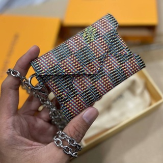 LOUIS  VUITTON MINI CARD POUCH WITH CHAIN  - งานสุดสลับเเท้มาเเล้ว