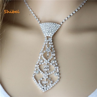 HOT_ เนคไท unisex รูปร่าง Rhinestone แฟชั่นผูกกลวงออกเครื่องประดับโซ่สำหรับงานปาร์ตี้