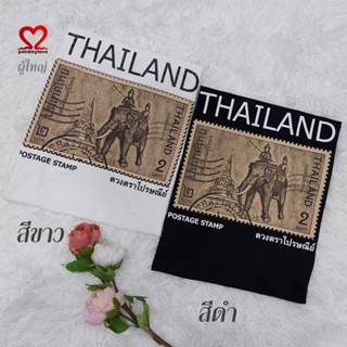 เสื้อยืดคอกลม ผู้ใหญ่ ผ้าคอตตอนสกรีนลายไทยแลนด์ อก34 ถึง 46  ใส่ได้ทั้งชายและหญิง