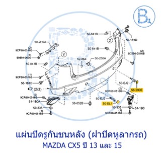 **อะไหล่แท้** ฝาปิดรูกันชนหน้า ฝาปิดหูลากรถ MAZDA CX-5 ปี 2013-2015