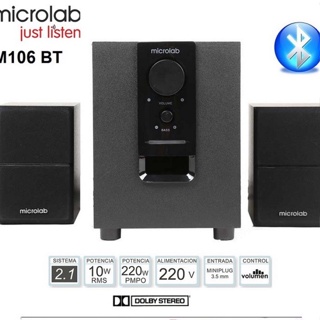 Microlab รุ่น M106BT มีบลูทูธในตัว (Bluetooth) ลำโพง 2.1Ch. ลำโพงขนาดเล็ก รับประกันศูนย์ 1 ปี เสืยงดี ล้าน %