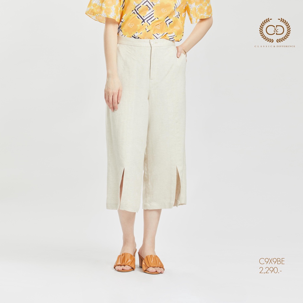 c-amp-d-กางเกงขาวยาว-กาง-เ-กงผู้หญิง-linen-pants-ทรง-front-slit-pants-ขาสี่ส่วน-เนื้อผ้าลินินพรีเมี่ยม-สีเบจ-c9x9be