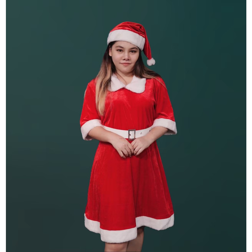 ภาพสินค้าชุดซานต้า ชุดซานตาครอส สำหรับผู้ใหญ่ ผ้ากำมะหยี่อย่างดี ครบเซ็ท FREE SIZE X-mas จากร้าน jtong0004 บน Shopee ภาพที่ 4