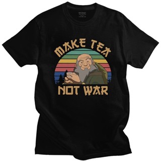 เสื้อยืดแขนสั้น ผ้าฝ้าย พิมพ์ลายตลก Avatar The Last Airbender Iroh Make Tea Not War Anng สําหรับผู้ชาย