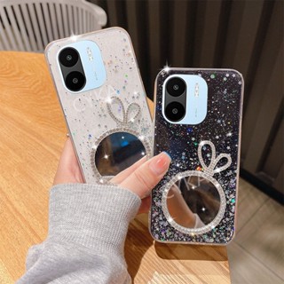 เคสโทรศัพท์มือถือ TPU แบบนิ่ม ลายกากเพชร มีกระจก สําหรับ Redmi A1 A1+ 2022 A1+ A1 2022