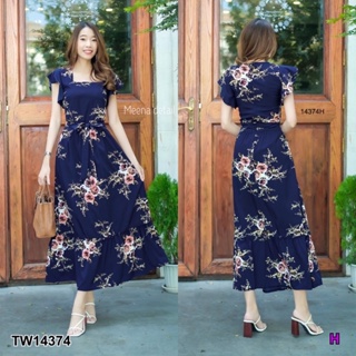 PE14374 Maxi Dress เดรสยาว คอเหลี่ยม