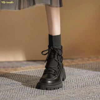 💥สินค้าเฉพาะจุด💥Martin boots รองเท้าบูทสั้นผู้หญิง 2022 ใหม่อังกฤษหนาด้านล่าง all-match ยืดหยุ่นบางเดียวรองเท้าบูทผู้ห