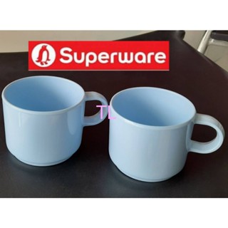 แก้วกาแฟ 2ใบ สีฟ้า (ไม่มีกล่อง)  เมลามีน100% ตรานกเพนกวิน superware