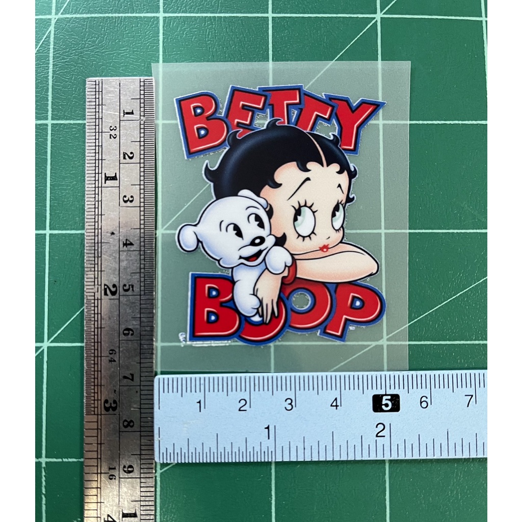 ตัวรีดการ์ตูน-betty-boop-ผู้หญิงผมดำเช็กชี่-สติกเกอร์รีดติดเสื้อ