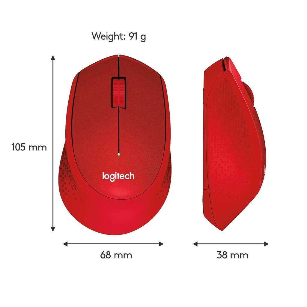 MOUSE (เม้าส์ไร้สายไร้เสียงคลิก) LOGITECH M331 RED WIRELESS SILENT PLUS ...