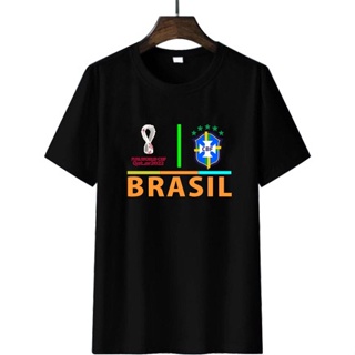 FIFA เสื้อยืด Unisex QATAR DISTRO T-Shirt BRAZIL LOGO World Cup