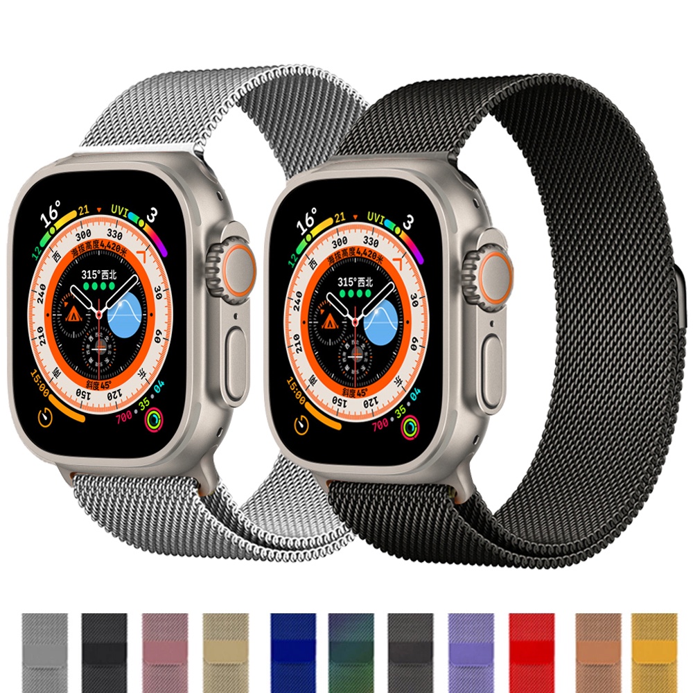 ภาพหน้าปกสินค้าสายนาฬิกาข้อมือ เหล็กสเตนเลส แม่เหล็ก สําหรับ Apple watch band 44 45 มม. correa 40 41 มม. iwatch serie 7 6 SE 8 Ultra 49 มม.