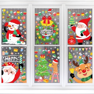 【AG】Electrostatic Sticker Waterproof Removable Self-adhesive Traceless Peel And Stick Window Dressing PVC Christmas Xmas Snowman Elk Window Decal for Party