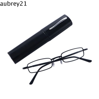 Aubrey1 แว่นตาอ่านหนังสือแฟชั่น กรอบโลหะ น้ําหนักเบา แบบพกพา ป้องกันสายตา ป้องกันแสงสีฟ้า สําหรับผู้ชาย