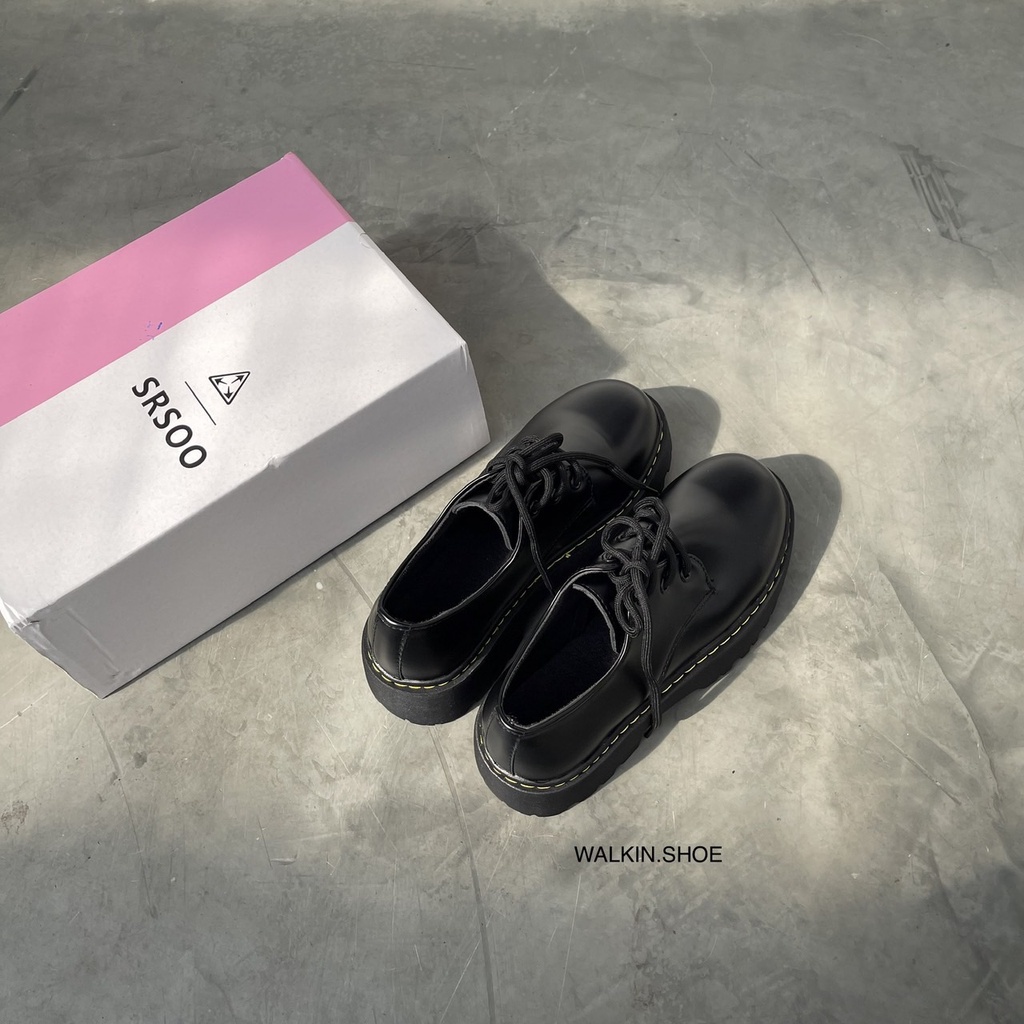 ภาพสินค้า(พร้อมส่งจากไทย) ใส่สวยมาก รองเท้าคัทชูหนังสีดำ พื้นสูงประมาณ 4.2 ซม. รุ่น SRS จากร้าน walkin.shoe บน Shopee ภาพที่ 4