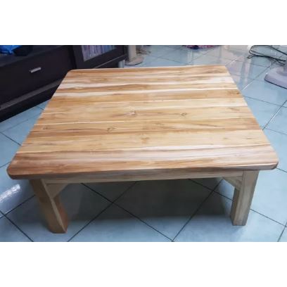 sukp-โต๊ะไม้สักเเท้-80-80-สูง-33cm-s-271-ไม้ดิบขัดละเอียดไม่ทำสีเน้นกลิ่นอายธรรมชาติ