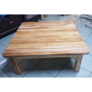 SUKP โต๊ะไม้สักเเท้ 80×80 สูง 33CM. S-271 ไม้ดิบขัดละเอียดไม่ทำสีเน้นกลิ่นอายธรรมชาติ