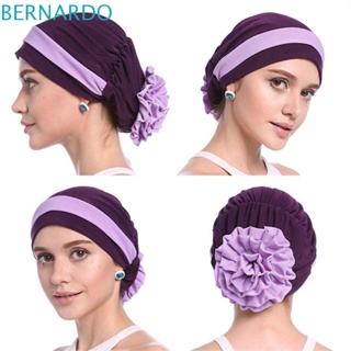 Bernardo หมวกฮิญาบมุสลิม ขนาดใหญ่ สีพื้น แฟชั่น ที่คาดผม ผ้าซาติน ดอกไม้ ที่เรียบง่าย ผู้หญิง ผ้าคลุมศีรษะ